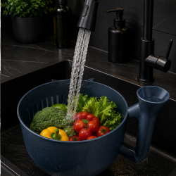 Mey İthalat® Çok Amaçlı Sebze ve Meyve Temizleme Kabı Pratik Süzgeçli Yapı