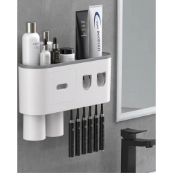 Mey İthalat® Çok Fonksiyonlu Diş Fırçası Tutucu Otomatik Dispenser Bardaklı Organizer
