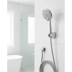 Mey İthalat® Çok Fonksiyonlu El Duşu Seti Kireç Önleyici Duş Başlığı Spiral Hortum Mafsallı Askı