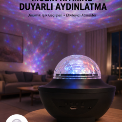 Mey İthalat® Çok Renkli Projektör Lamba Disko Topu Gece Lambası Kablosuz