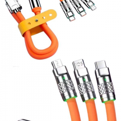 Mey İthalat® Çoklu Şarj Kablosu USB Type-C İOS Uyumlu 120W Hızlı Şarj Kablosu