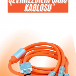 Mey İthalat® Çoklu Şarj Kablosu USB Type-C İOS Uyumlu 120W Hızlı Şarj Kablosu