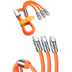 Mey İthalat® Çoklu Şarj Kablosu USB Type-C İOS Uyumlu 120W Hızlı Şarj Kablosu