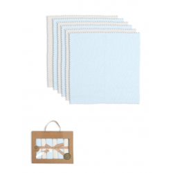 Mey İthalat® Colours Kutulu 6lı Penye Mendil 20x20 90161 Ekru Mavi