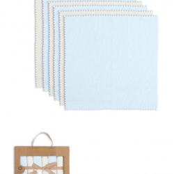 Mey İthalat® Colours Kutulu 6lı Penye Mendil 20x20 90161 Ekru Mavi