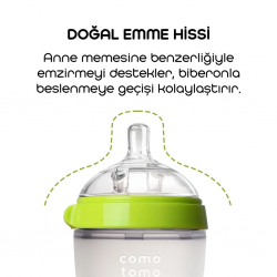 Mey İthalat® Comotomo Antikolik Silikon Biberon 150 ml 0-3 Ay Yeşil