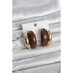 Mey İthalat® Damla Model Kahverengi Vintage Gold Renk Kadın Küpe