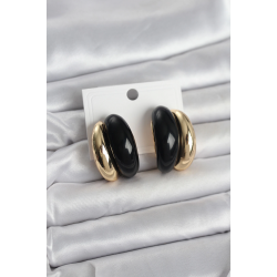 Mey İthalat® Damla Model Siyah Vintage Gold Renk Kadın Küpe