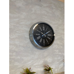 Mey İthalat® Dark Elegance 40 Cm Metal Krom Duvar Saati