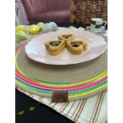 Mey İthalat® DecoHandy 39cm Neon Renkli Şeritli Jüt Örme Supla Amerikan Servis