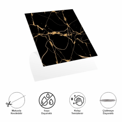 Mey İthalat® DecoHandy Yapışkanlı Pvc Yer Karosu 30x30cm 4'Lü Paket - Black Edition 0,36m2