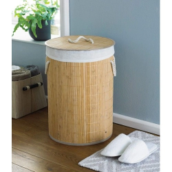 Mey İthalat® DecoHandy Yuvarlak Bambu Kirli Sepeti