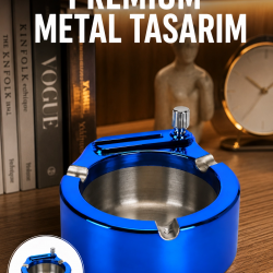 Mey İthalat® Dekoratif Çakmaklı Küllük Kolay Temizlenebilir Metal Yeni Nesil