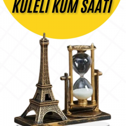 Mey İthalat® Dekoratif Eyfel Kulesi ve Kum Saati Vintage Tarzı Masa Süsü Biblo