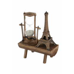 Mey İthalat® Dekoratif Eyfel Kulesi ve Kum Saati Vintage Tarzı Masa Süsü Biblo