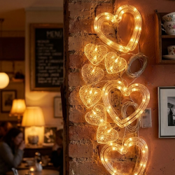 Mey İthalat® Dekoratif Kalp LED Neon Lamba Romantik Oda Balkon ve Masa Üstü Işığı
