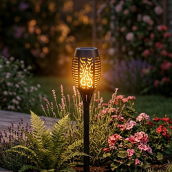 Mey İthalat® Dekoratif Solar Bahçe Meşalesi Alev Efektli LED Otomatik Sensörlü Dış Mekan Aydınlatma