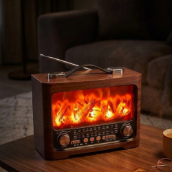 Mey İthalat® Dekoratif Şömine Görünümlü Bluetooth Hoparlör FM AM SW Radyo USB TF Kart Müzik Çalar
