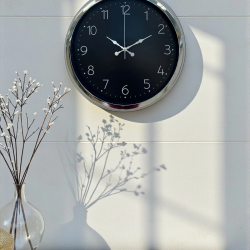 Mey İthalat® Dekoratif Ve Şık 40 Cm Krom Metal Duvar Saati