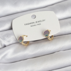 Mey İthalat® Deniz Kabuğu Model Gold Pirinç Çocuk Küpe