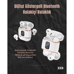 Mey İthalat® Dijital Göstergeli Bluetooth Kulakiçi Kulaklık – 4’lü Paket, Gürültü Engellemeli