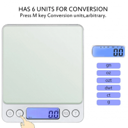Mey İthalat®  Dijital Hassas Mutfak Terazisi Hassas Tartı 2000 Gr/01 Gr Hassasiyet