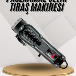 Mey İthalat® Dijital Profesyonel Kablosuz Saç Sakal Tıraş Makinası Sessiz Paslanmaz Çelik