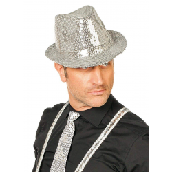 Mey İthalat® Disko Star Gümüş Payetli Fötr Şapka Yetişkin Boy