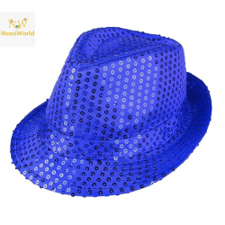 Mey İthalat® Disko Star Mavi Payetli Fötr Şapka Yetişkin Boy