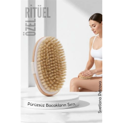 Mey İthalat®  Doğal At Kılı Selülit Karşıtı Vücut Fırçası Peeling Masaj Aleti Selülit Fırçası 714866
