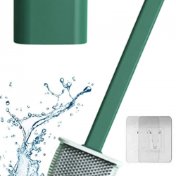 Mey İthalat®  Duvara Monte Edilebilir Kapaklı Askılı Klozet Yumuşak Silikon Başlıklı Tuvalet Fırçası Seti