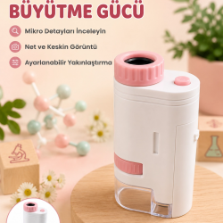 Mey İthalat® Eğitici Taşınabilir Mikroskop  Ayarlanabilir Focus, LED Işık ve 80X-200X Yakınlaştırma