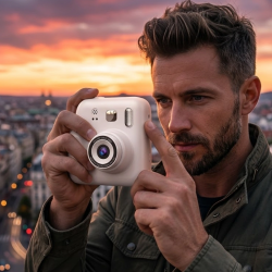 Mey İthalat® Eğlenceli Baskılı Çocuk Fotoğraf Makinesi Video Çekim 4 Rulo Kağıt 5 Kalem Set