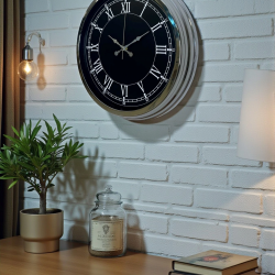 Mey İthalat® Elegance 40 Cm Metal Krom Duvar Saati