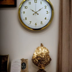 Mey İthalat® Elegant Gold Frame 40 Cm Metal Duvar Saati