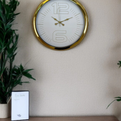 Mey İthalat® Elegant White Gold 40 Cm Metal Duvar Saati