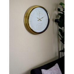 Mey İthalat® Elegant White Gold 40 Cm Metal Duvar Saati