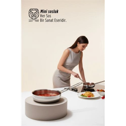 Mey İthalat® Elena Serisi Professional Paslanmaz Çelik 13 cm Mini Sos ve Porsiyon Tavası 722875