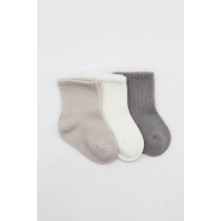 Mey İthalat® Elephant Boy 3'lü Penye Soket Çorap 10135 Gri