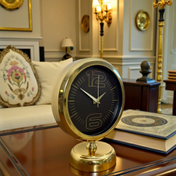 Mey İthalat® Elite Black Gold 25 x 20 Cm Metal Masa Saati