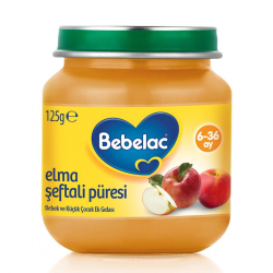 Mey İthalat®   Elma Şeftali Püresi Kavanoz Maması 125 Gr