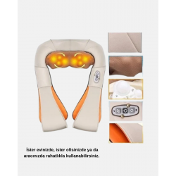 Mey İthalat® Ergonomik Ovmalı Masaj Aleti – Isıtmalı, Yoğurmalı, Boyun ve Bel Rahatlatıcı Masaj Makinesi