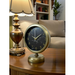 Mey İthalat® Eskitme Mermer Desenli 25 x 20 Cm Metal Masa Saati