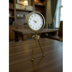 Mey İthalat® Eskitme Metal Gold Rakamlı Üç Ayaklı Masa Saati