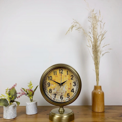 Mey İthalat® Eskitme Metal Kaos Masa Saati 25×20 cm