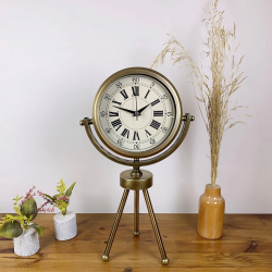 Mey İthalat® Eskitme Metal Mini Tripod Orient Masa Saati 45×26 cm