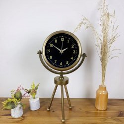 Mey İthalat® Eskitme Metal Mini Tripod Tokyo Masa Saati 45×26 cm