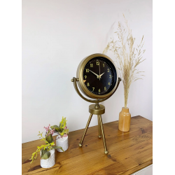 Mey İthalat® Eskitme Metal Mini Tripod Tokyo Masa Saati 45×26 cm