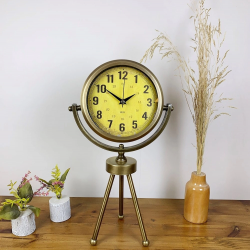 Mey İthalat® Eskitme Metal Mini Tripod Vira Masa Saati 45×26 cm