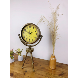 Mey İthalat® Eskitme Metal Mini Tripod Vira Masa Saati 45×26 cm